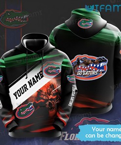 Florida Gators Custom Name Skull Color Block 3D Hoodie - All Over Print Hoodie For Women