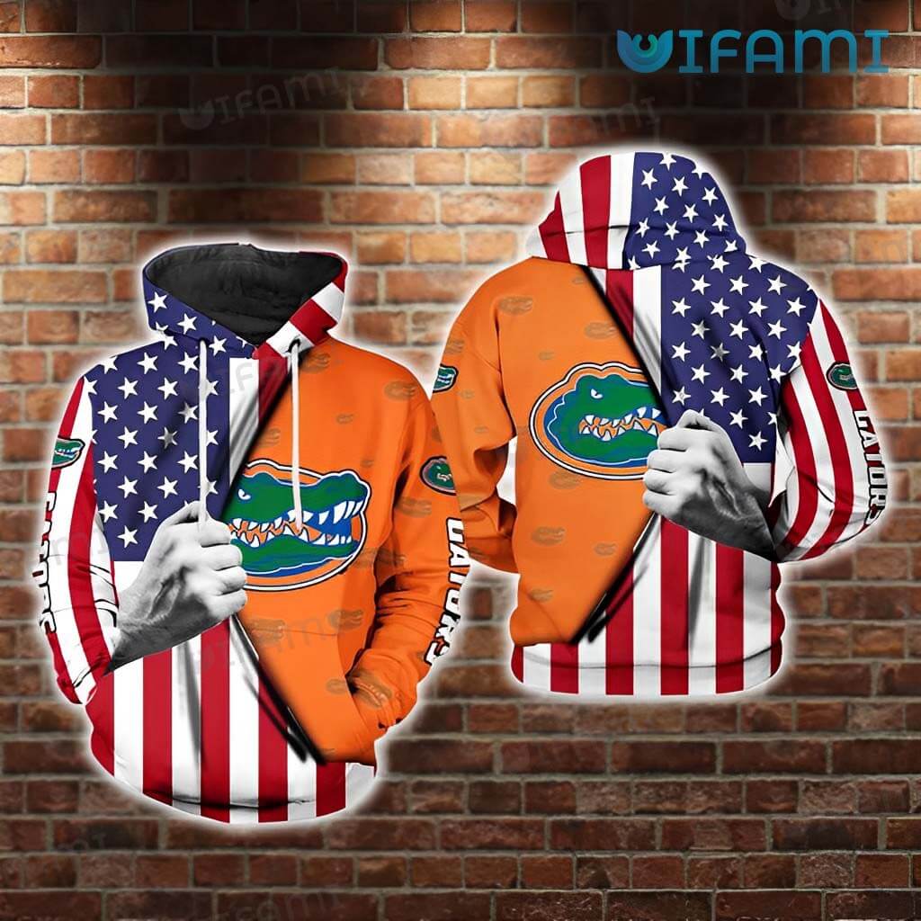Florida Gators Hand Pull Out Usa Flag Logo All Over Print 3D Hoodie