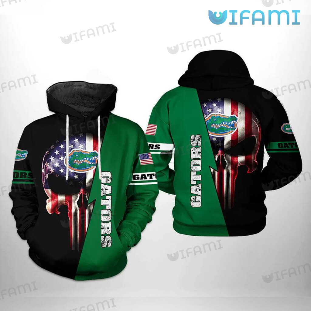 Florida Gators Us Flag Punisher Skull 3D Hoodie - Custom All Over Print Hoodie