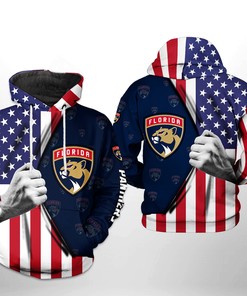 Florida Panthers Nhl Us Flag 3D All Over Print Zip Up Hoodie With Patriotic Quotes