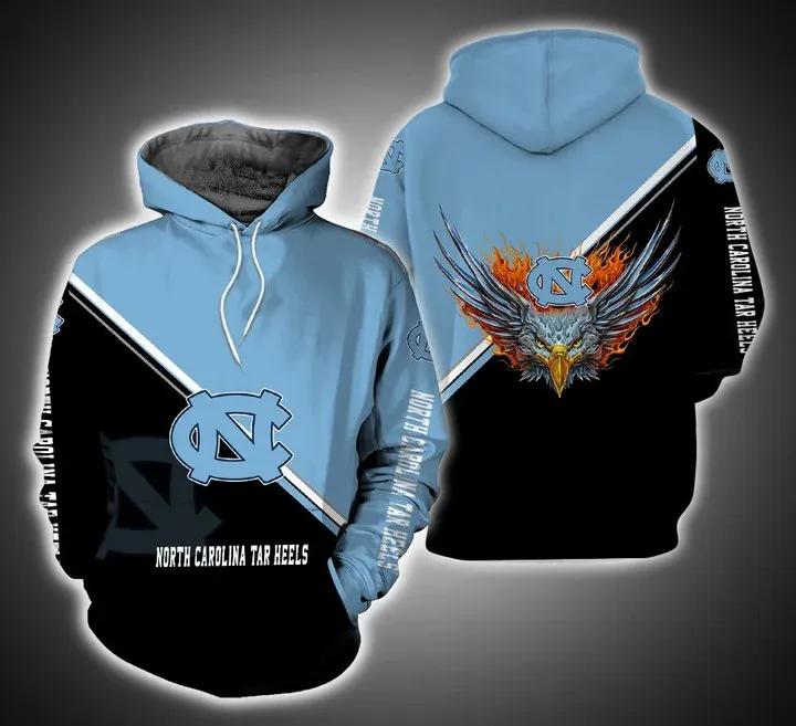 Fly High With North Carolina Tar Heels Fire Eagle 3D Hoodie
