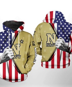 Fly The Red, White, And Blue With Ncaa Navy Midshipmen Us Flag 3D All Over Print Hoodie, Zip-Up Hoodie