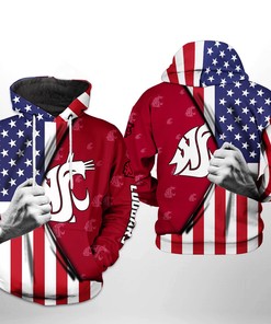 Fly Your Flag With Washington State Cougars Ncaa Us Flag 3D All Over Print Zip-Up Hoodie