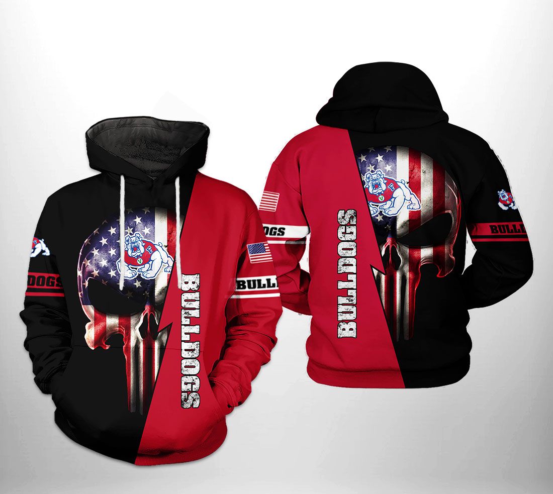 Fresno State Bulldogs Ncaa Us Flag Skull 3D Hoodie, Zip-Up Hoodie, All Over Print