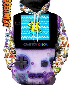 Game Boy Pokemon 3D Hoodie, Gaming Gifts For Men 