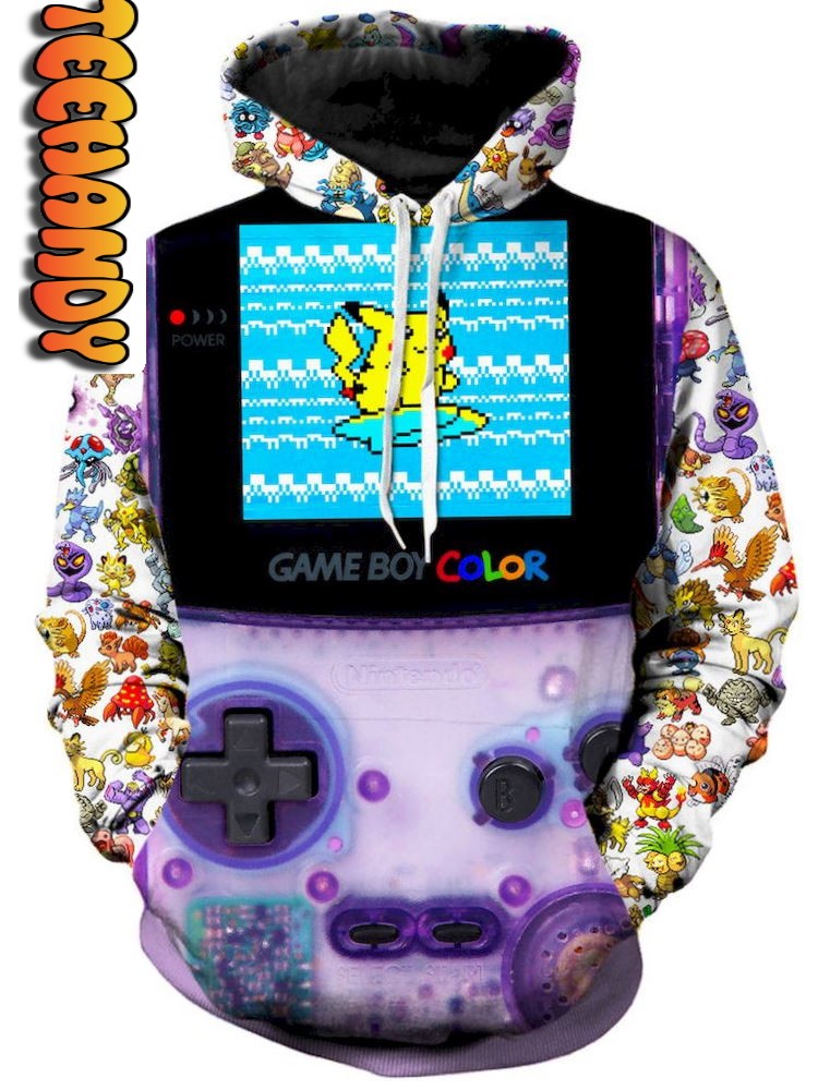Game Boy Pokemon 3D Hoodie, Gaming Gifts For Men