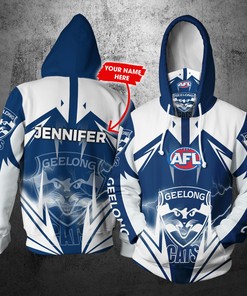 Geelong Football Club Lightning Hoodie Without Gaiter 3D All Over Printed Hoodie With Custom Name Option
