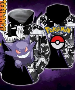 Gengar Pokemon 3D Hoodie, All Over Print 