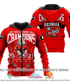 Georgia Bulldogs 2021 National Champions Red All Over Print 3D Hoodie And