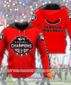 Georgia Bulldogs 2021 National Champions Red Color All Over Print 3D Hoodie And