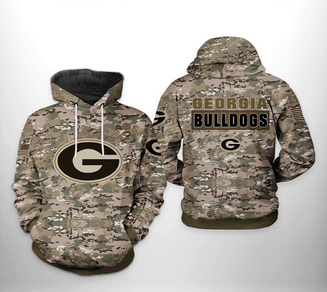 Georgia Bulldogs Camo Veteran 3D All Over Print Zip Hoodie - Great Gift For Ncaa Fans