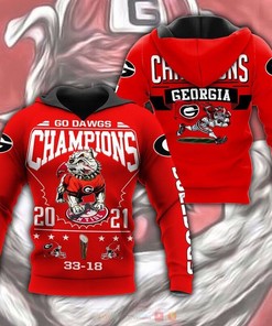 Georgia Bulldogs Champion 2021 3D Hoodie, Personalized
