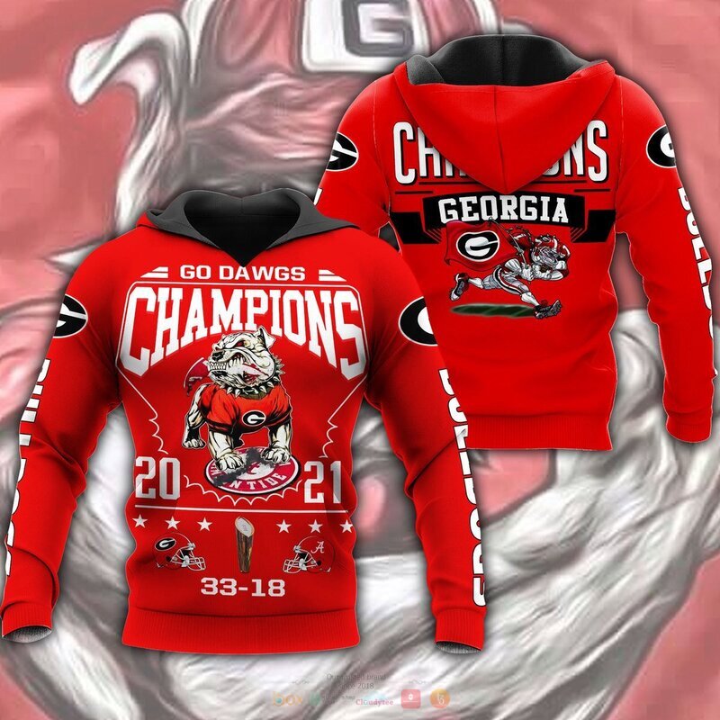 Georgia Bulldogs Champion 2021 3D Hoodie, Personalized