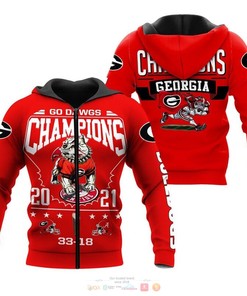 Georgia Bulldogs Champion 2021 3D Hoodie, Personalized