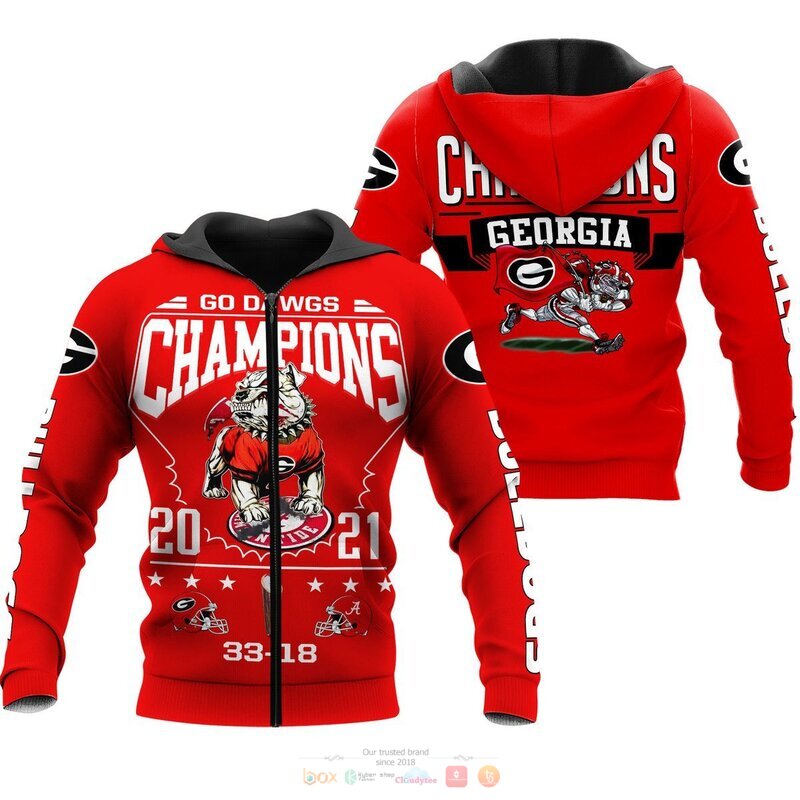 Georgia Bulldogs Champion 2021 3D Hoodie, Personalized
