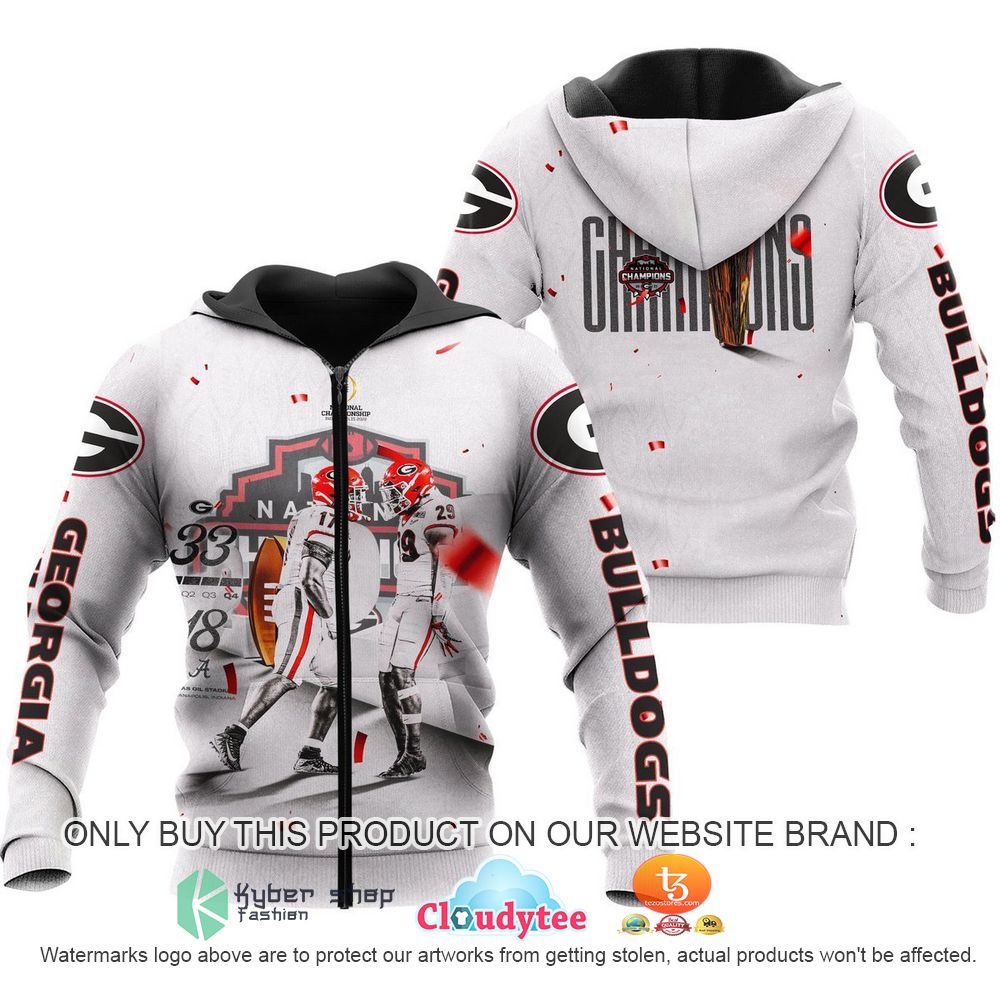 Georgia Bulldogs Champions 2021 White All Over Print 3D Hoodie And
