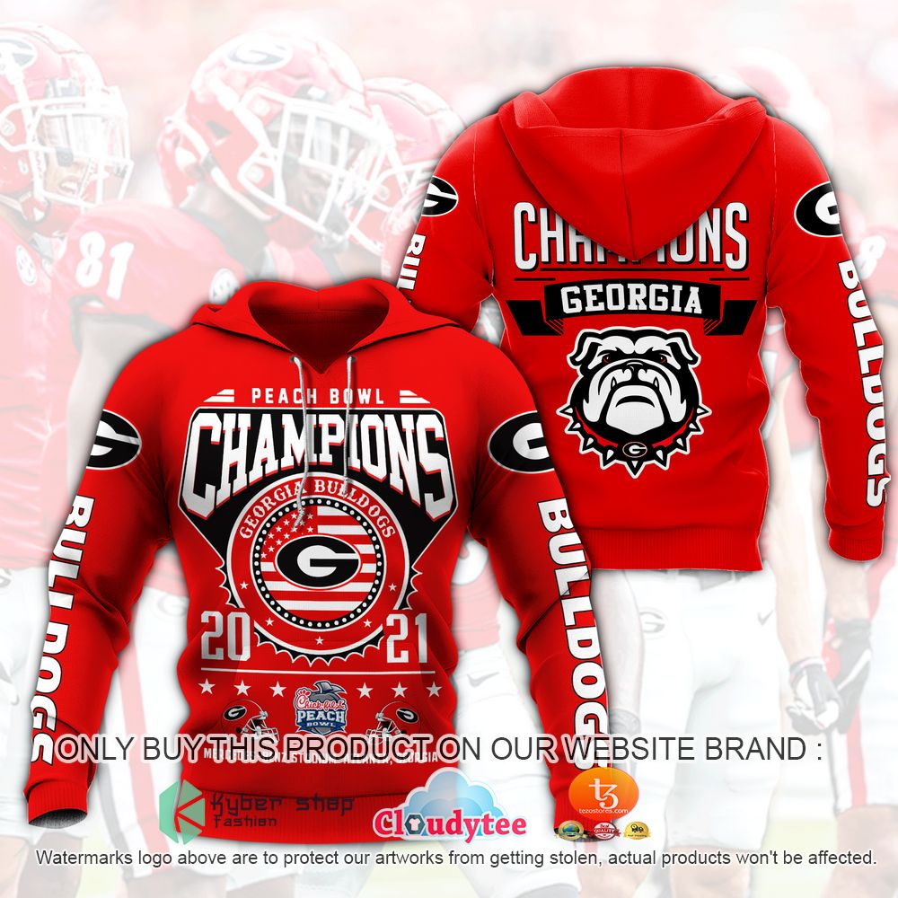 Georgia Bulldogs Champions Red Custom All Over Print 3D Hoodie And