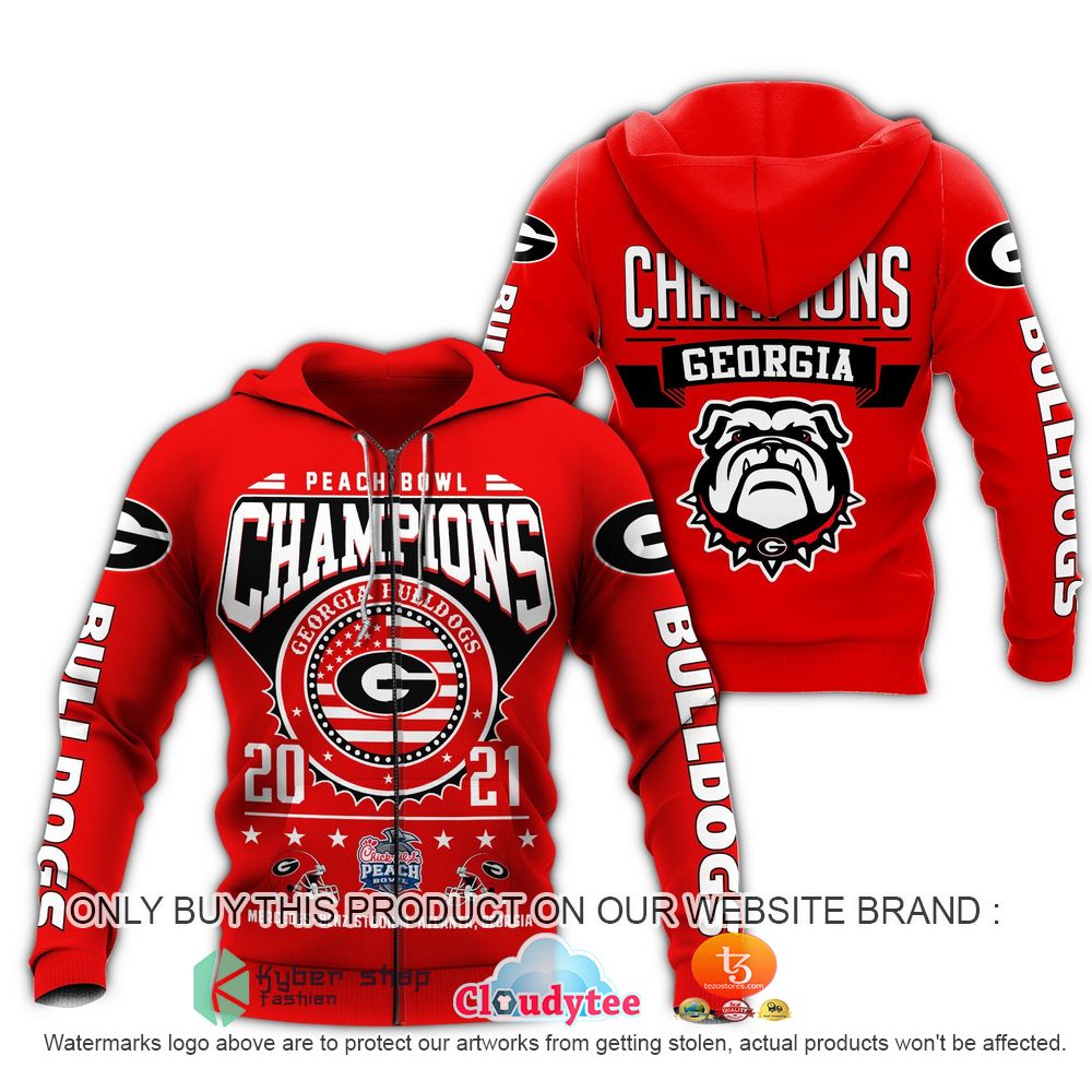 Georgia Bulldogs Champions Red Custom All Over Print 3D Hoodie And