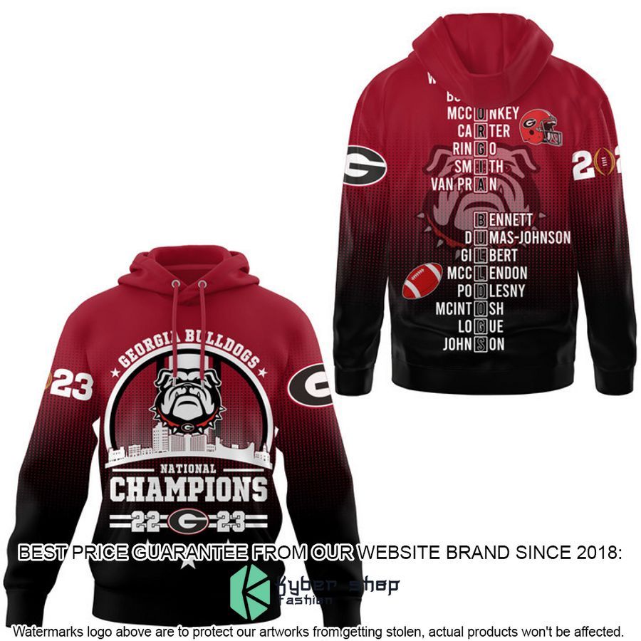 Georgia Bulldogs Circle Logo 2023 Champions 3D Hoodie, Officially Licensed