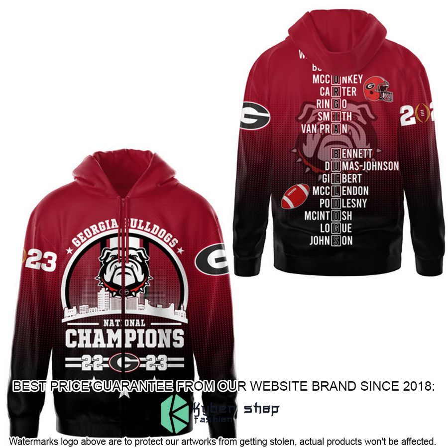 Georgia Bulldogs Circle Logo 2023 Champions 3D Hoodie, Officially Licensed