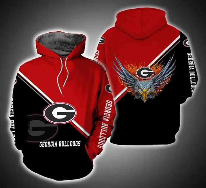 Georgia Bulldogs Fire Eagle 3D All Over Print Zip Hoodie - Perfect For Ncaa Fans Who Love Eagles