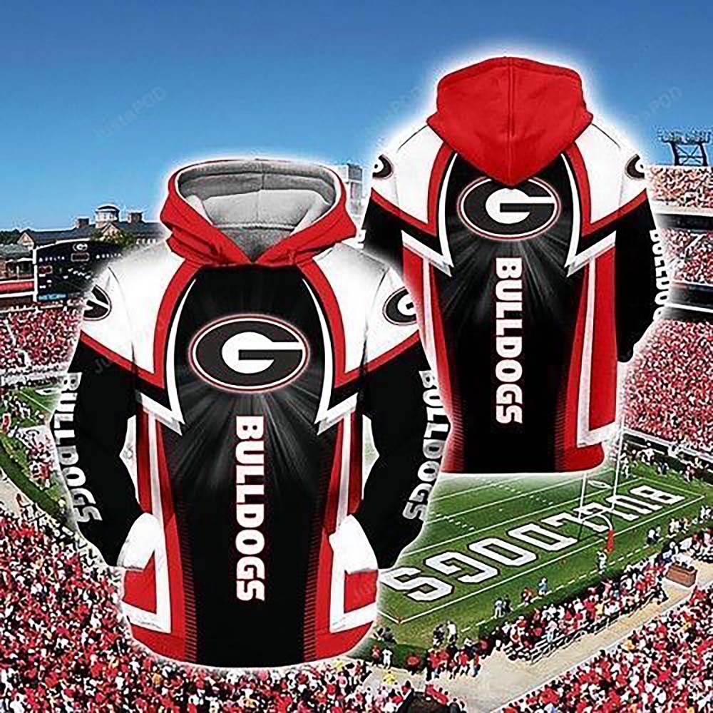 Georgia Bulldogs Football 3D All Over Print Zip Hoodie - Show Your Support For Ncaa Fans