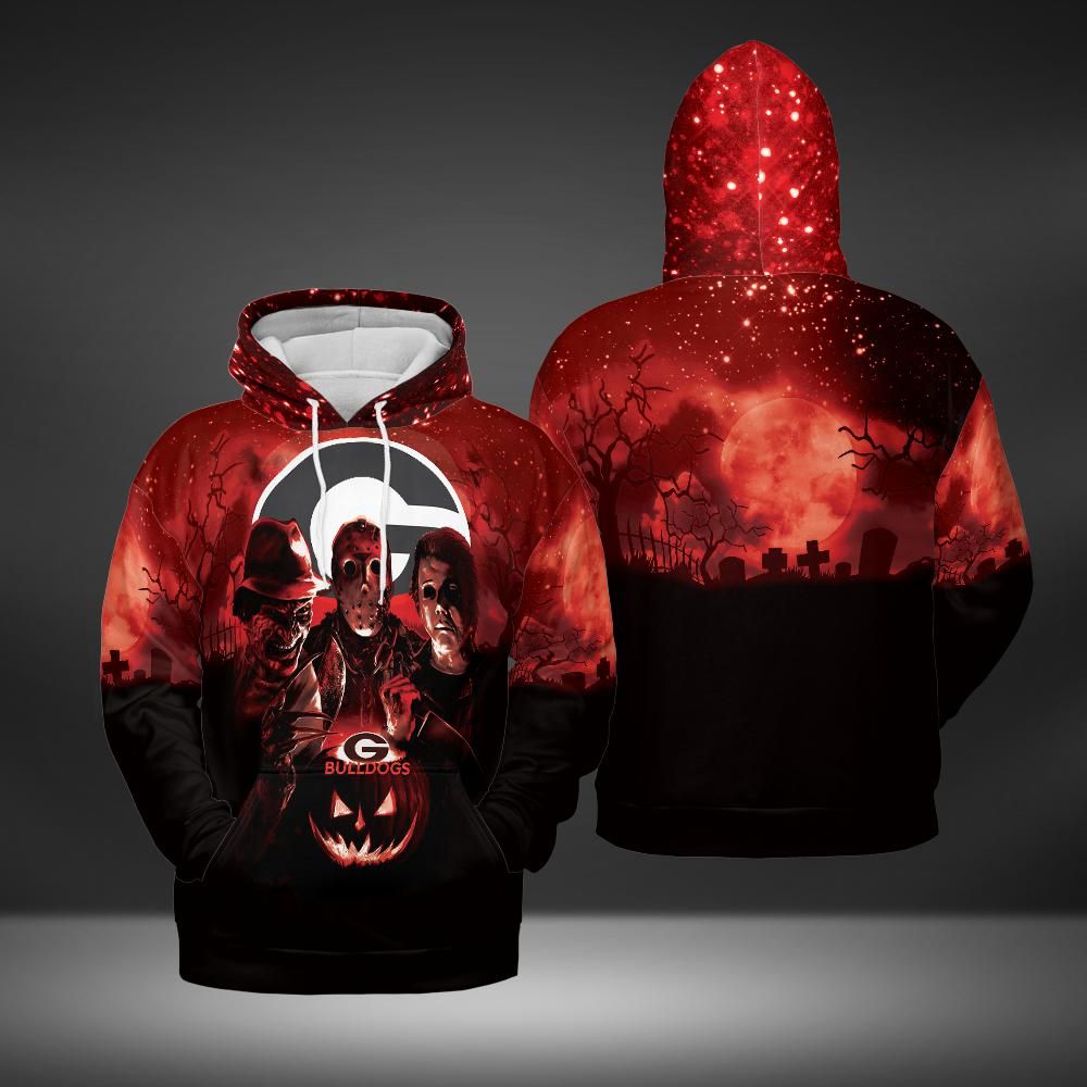 Georgia Bulldogs Halloween 3D All Over Print Zip Hoodie - Get In The Spirit Of Halloween With Ncaa Fans