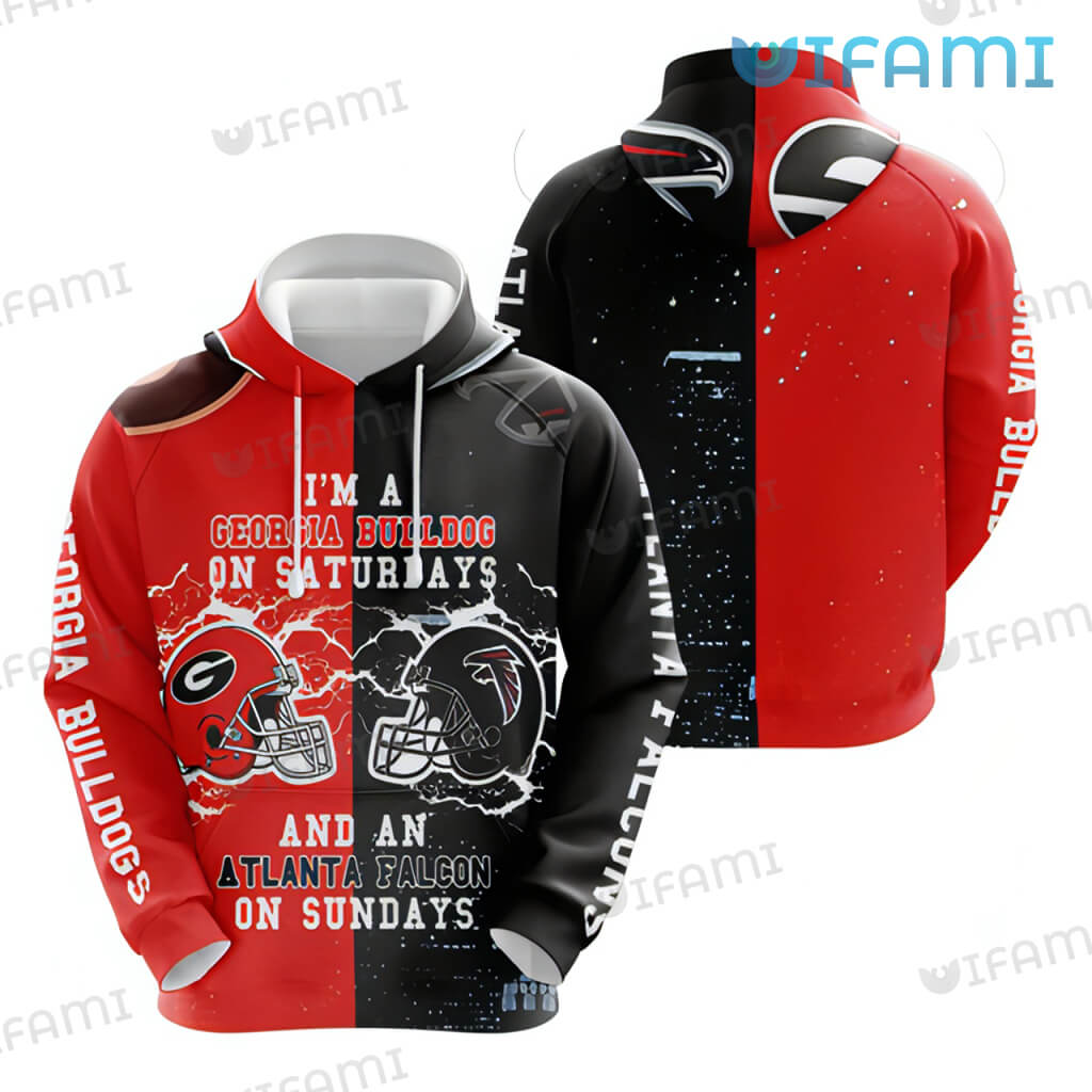 Georgia Bulldogs Hoodie 3D Bulldogs On Saturdays Falcon On Sundays - Ideal For Football Lovers