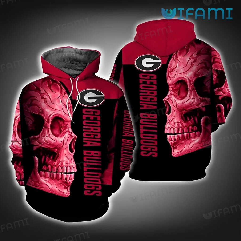 Georgia Bulldogs Hoodie 3D Floral Skull - Stay Chic With This Elegant Floral Skull Hoodie