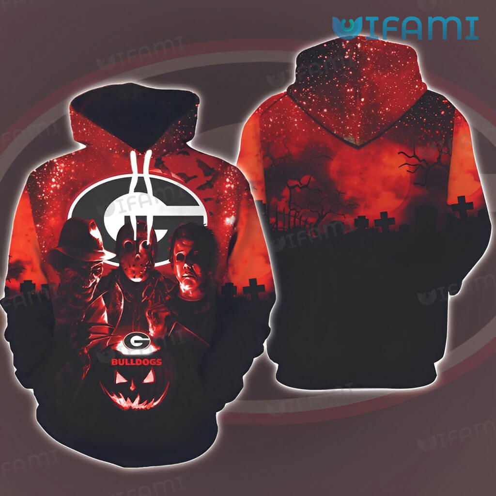 Georgia Bulldogs Hoodie 3D Freddy Jason Michael Myers - Get Your Horror Inspired Hoodie With Ncaa Fans
