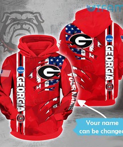 Georgia Bulldogs Hoodie 3D Usa Flag Custom Name - Show Your Patriotism With This All-American Hoodie