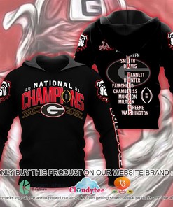 Georgia Bulldogs National Champions 2021 Black Pattern All Over Print 3D Hoodie And 