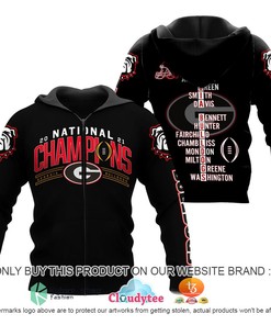 Georgia Bulldogs National Champions 2021 Black Pattern All Over Print 3D Hoodie And
