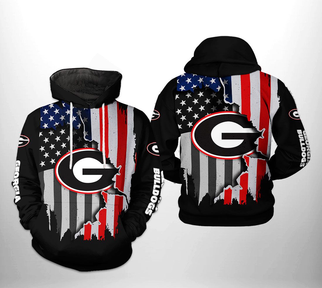 Georgia Bulldogs Ncaa Us Flag 3D All Over Print Hoodie, Zip-Up Hoodie - Wear Your Patriotism With Style