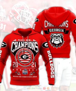 Georgia Bulldogs Peach Bowl Champion 3D Hoodie, Personalized