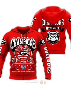 Georgia Bulldogs Peach Bowl Champion 3D Hoodie, Personalized