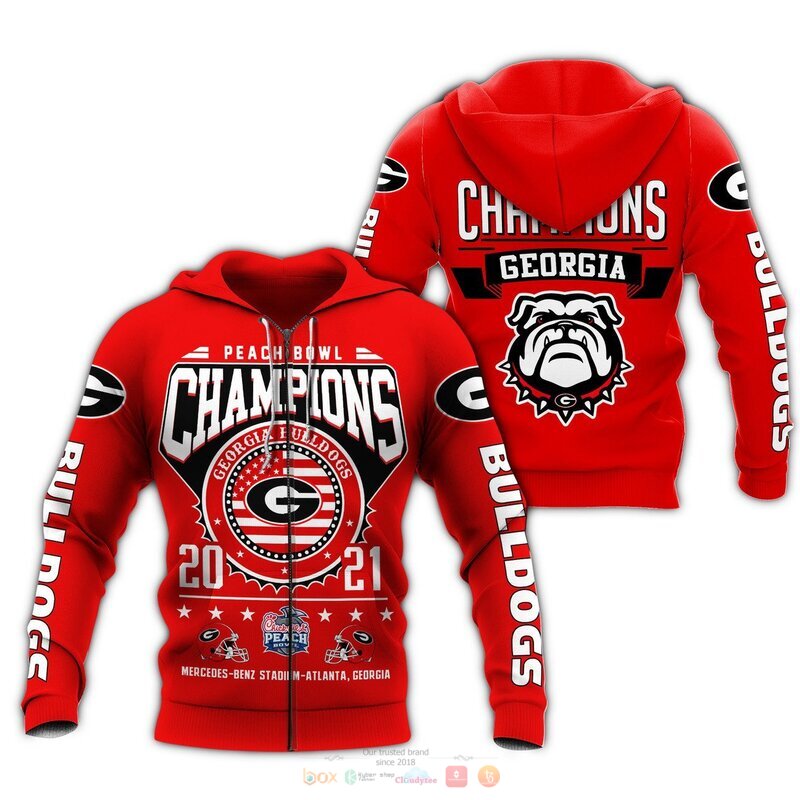 Georgia Bulldogs Peach Bowl Champion 3D Hoodie, Personalized