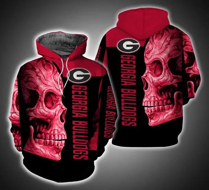 Georgia Bulldogs Skull Art 3D Hoodie - Perfect Gift Idea For Him