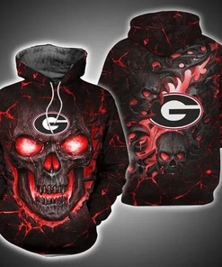 Georgia Bulldogs Skull Fire Eyes 3D Hoodie - Unique Gift For Her