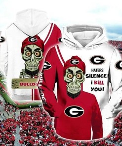 Georgia Bulldogs Skull Haters Silence I Kill You 3D Hoodie - Perfect Ncaa Football Gift