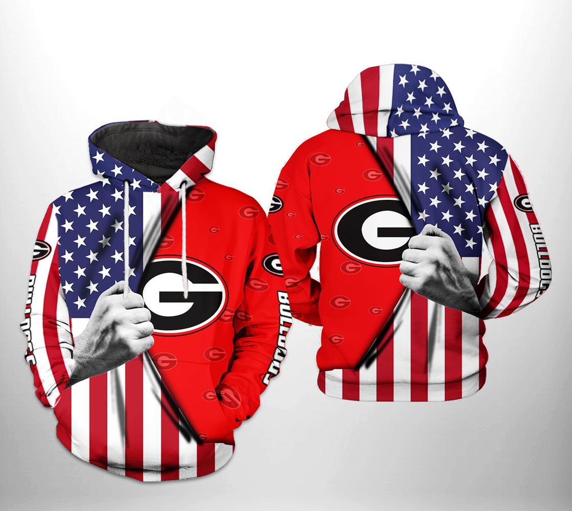 Georgia Bulldogs Us Flag 3D All Over Print Zip Hoodie - Uniquely Design Your Hoodie With An All-American Theme