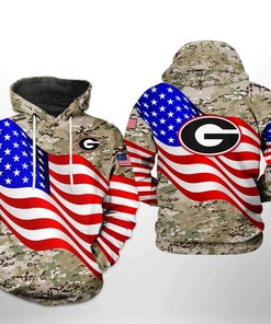 Georgia Bulldogs Us Flag Camo Veteran 3D All Over Print Zip Hoodie - Stand Strong With Ncaa Fans And Veterans