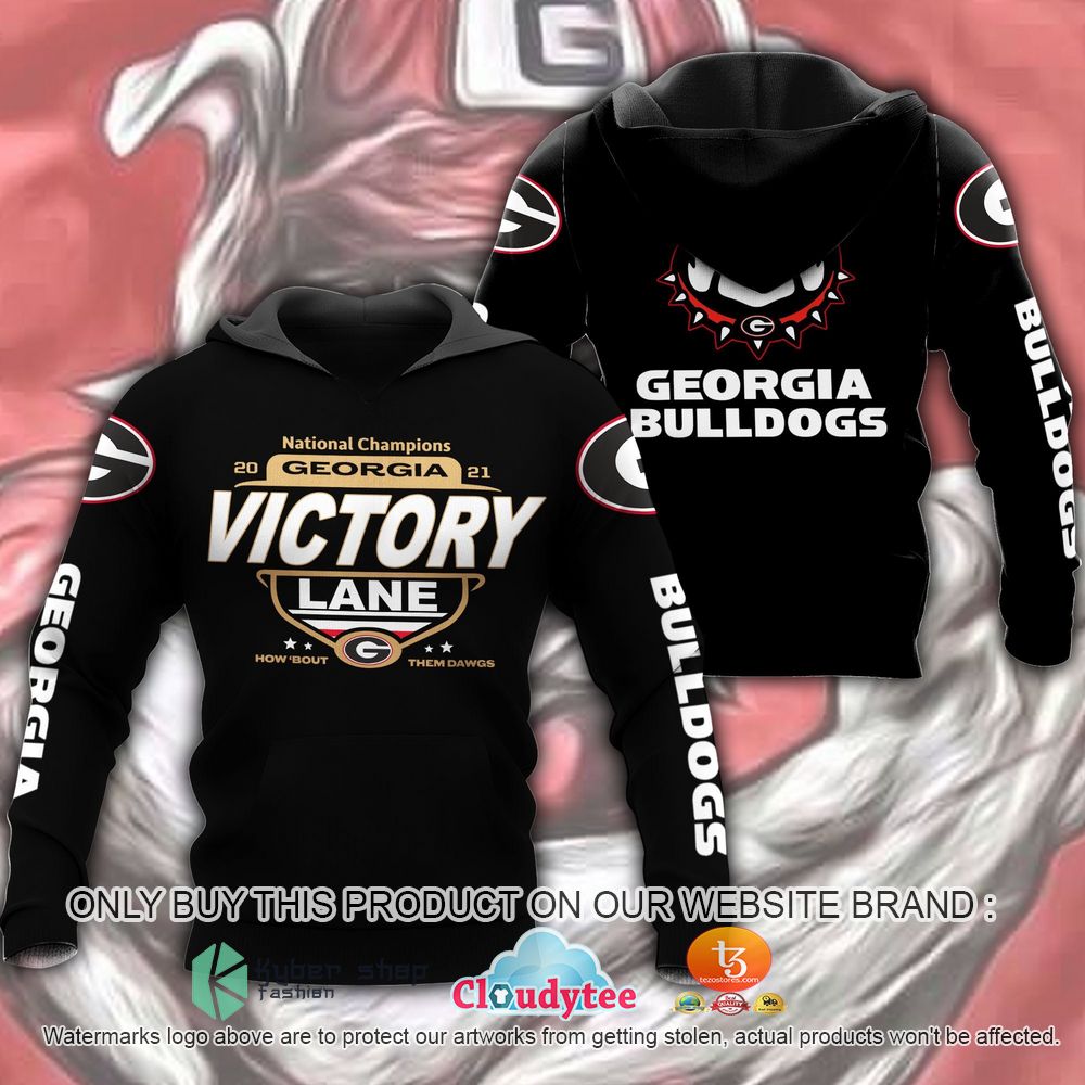 Georgia Bulldogs Victory Lane Black Custom All Over Print 3D Hoodie And
