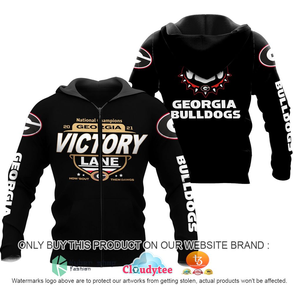 Georgia Bulldogs Victory Lane Black Custom All Over Print 3D Hoodie And
