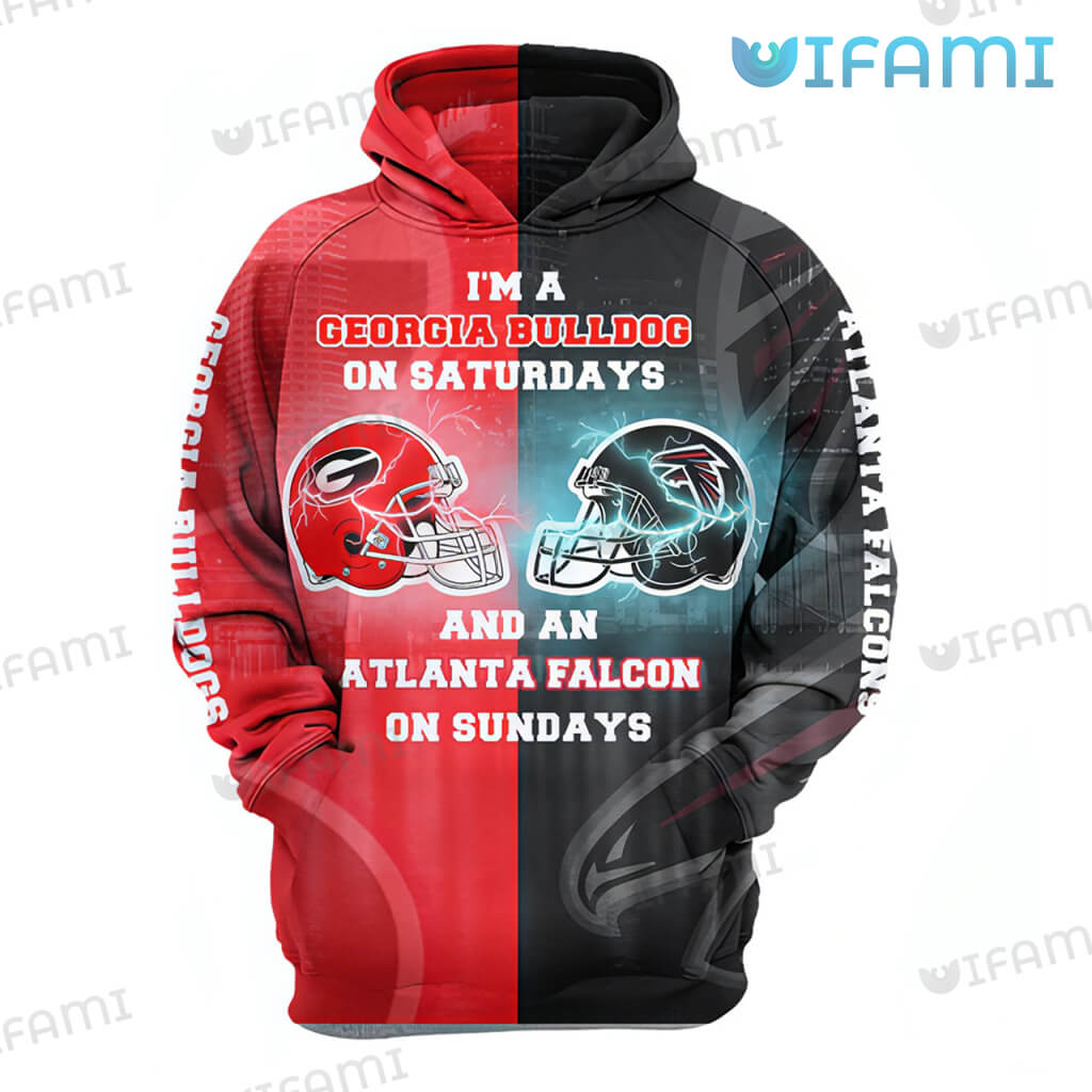 Georgia Football Hoodie 3D Bulldogs On Saturday Falcon On Sunday - Get Your Own Hoodie To Switch Between Favorite Teams