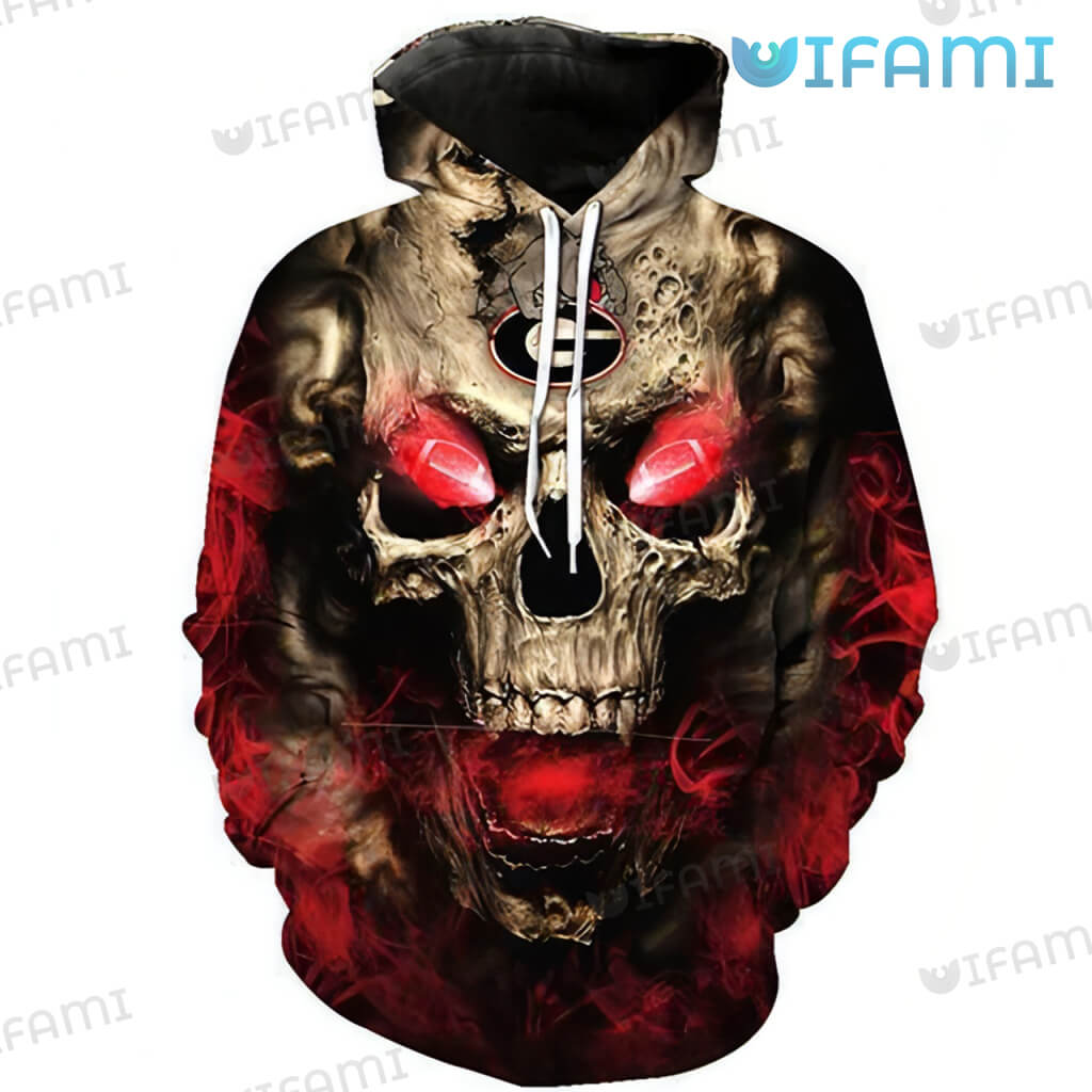 Georgia Football Hoodie 3D Fire Skull - Get Your Hot And Trendy Hoodie With Ncaa Fans