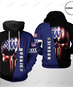 Get Patriotic With Washington Huskies Ncaa Us Flag Skull Limited Edition 3D Hoodie