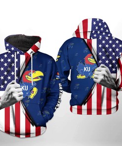 Get Ready For The Game With Kansas Jayhawks Ncaa Us Flag All Over Print 3D Hoodie
