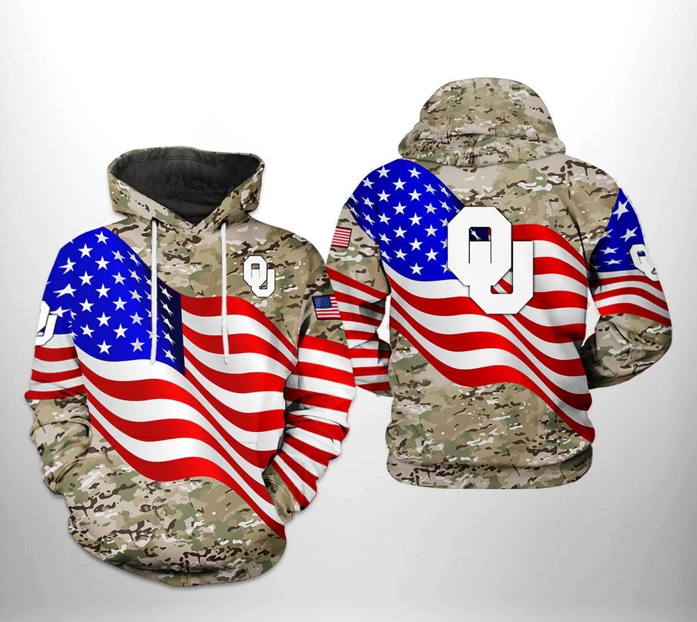 Gifts For Her: Oklahoma Sooners With Flag American My Heart 3D Hoodie