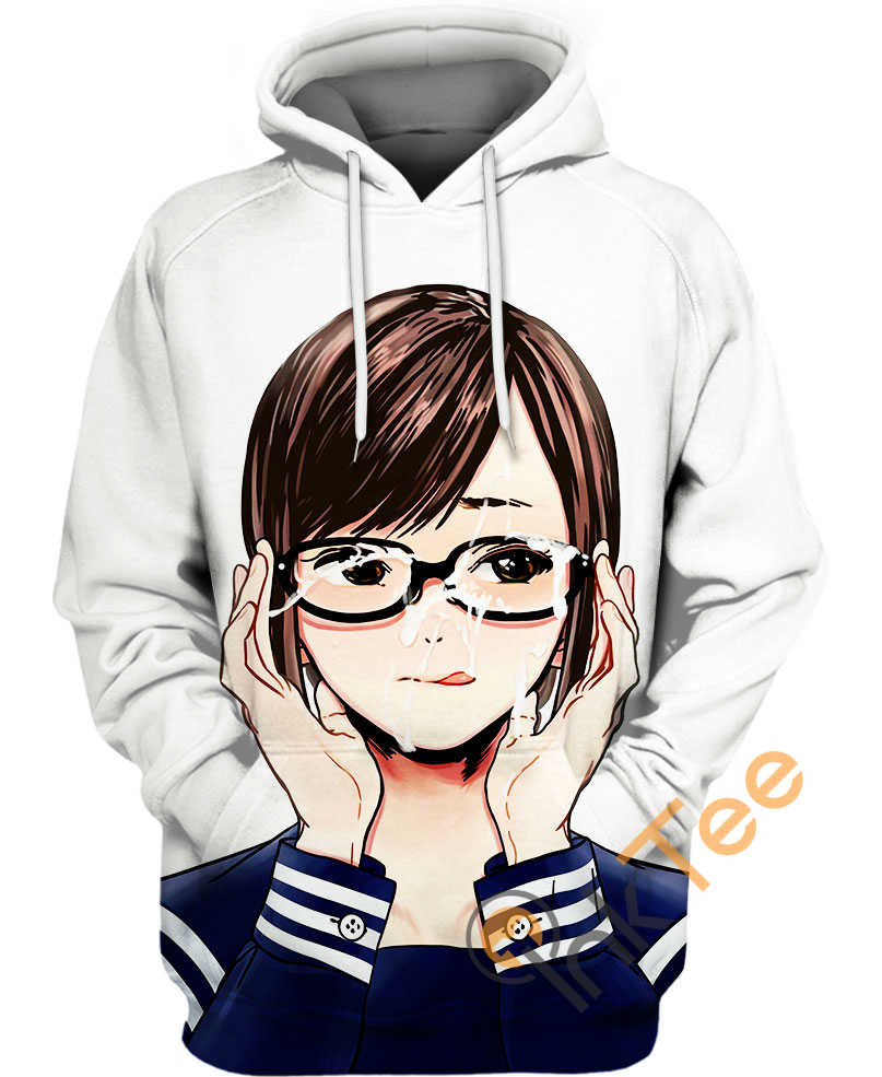 Girl Brown Hair Ahegao Hoodie 3D | All Over Print Hoodie Printful